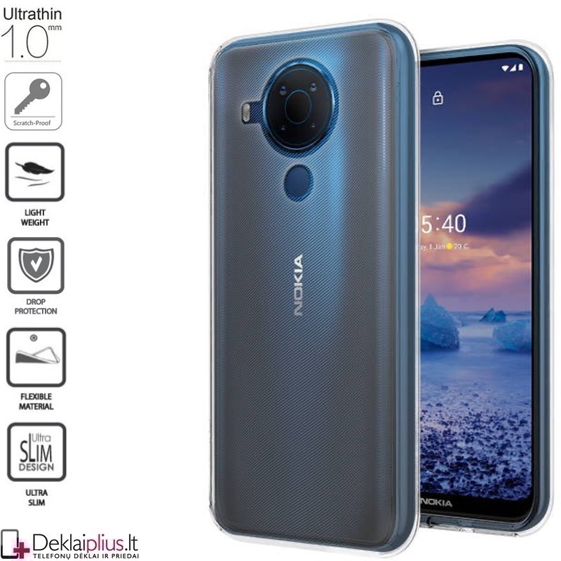 Silikoninis dėklas 1.0 mm storio - permatomas (telefonui Nokia 5.4) Silikoninis dėklas 1.0 mm storio - permatomas (telefonui Nokia 5.4)